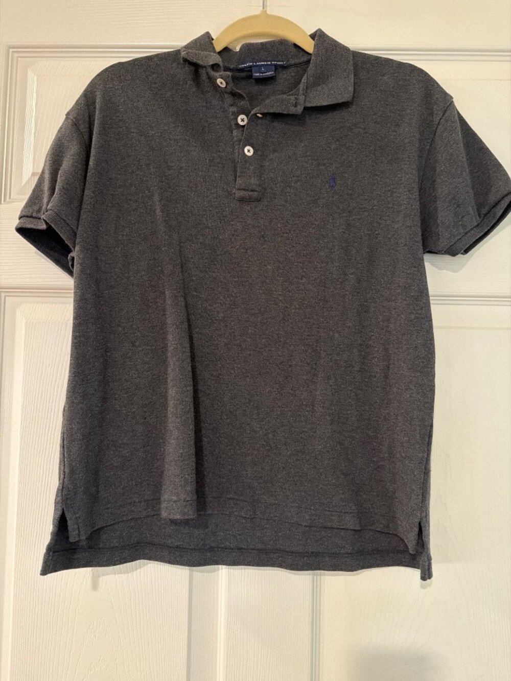 Ralph Lauren Sport Mens Polo Shirt Gray Size L 100% Cotton Short Sleeve Classic